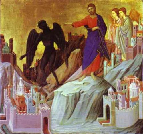 Duccio, La tentation de Jésus sur la montagne